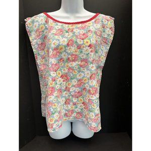 Vintage 1950’s MCM, Art Smock, Cooking Smock Apron 1 Size Pink with Flowers
